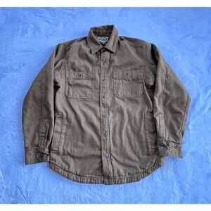 Duluth Trading Co Brown Canvas Chore/Barn Jacket 100% Cotton Flannel Lined Small